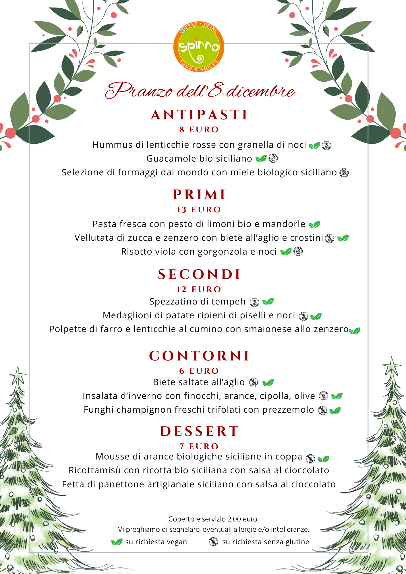 menu pranzo 8 dicembre 2024 spinno